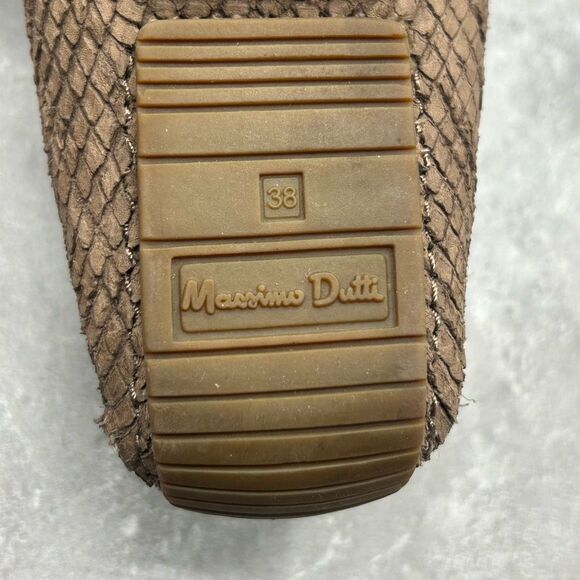 Massimo Dutti Brown Slip On Driving Loafer Size EUR 38 Textured Bow Trim - Picture 8 of 13